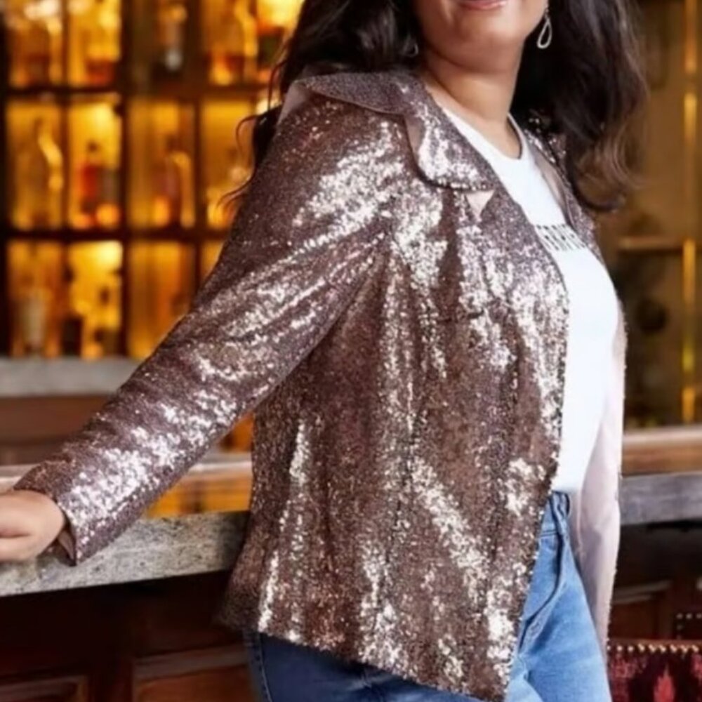 Lane Bryant Rose Gold Sequin Blazer Size 20 NWT